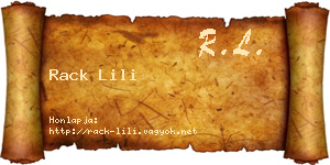 Rack Lili névjegykártya